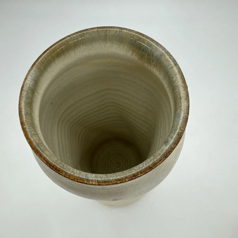 Handmade Ceramic Vase Abstract Blue Leaf Design Rustic Earth Tone Table‎ Decor